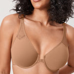 DELIMIRA Women's Front Closure Unlined Bra Gravel Beige