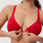 DELIMIRA Women's Front Closure Unlined Bra Lipstick Red
