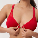 DELIMIRA Women's Front Closure Unlined Bra Lipstick Red