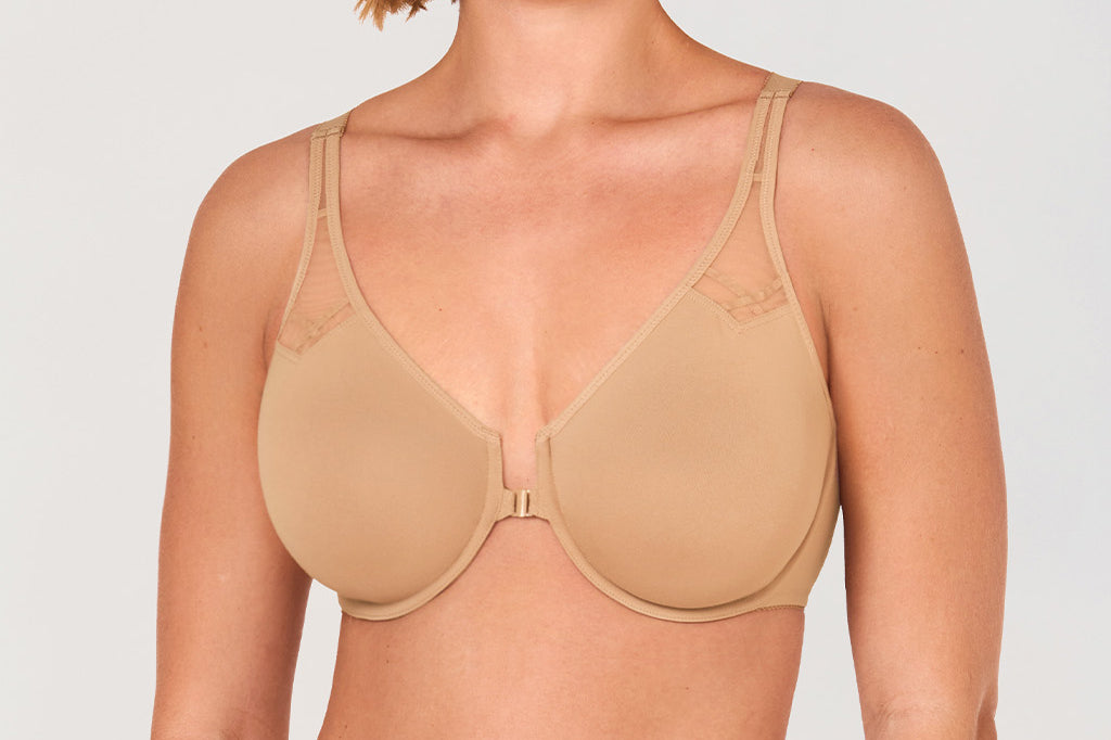 DELIMIRA Women's Front Closure Unlined Bra Natural