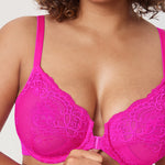 Women's Vintage Lace Front Closure Bra Barely Buff