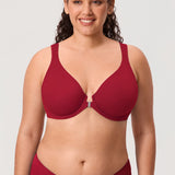 Women's Plunge Back Posture Bra Dark Red @model_info:ES1