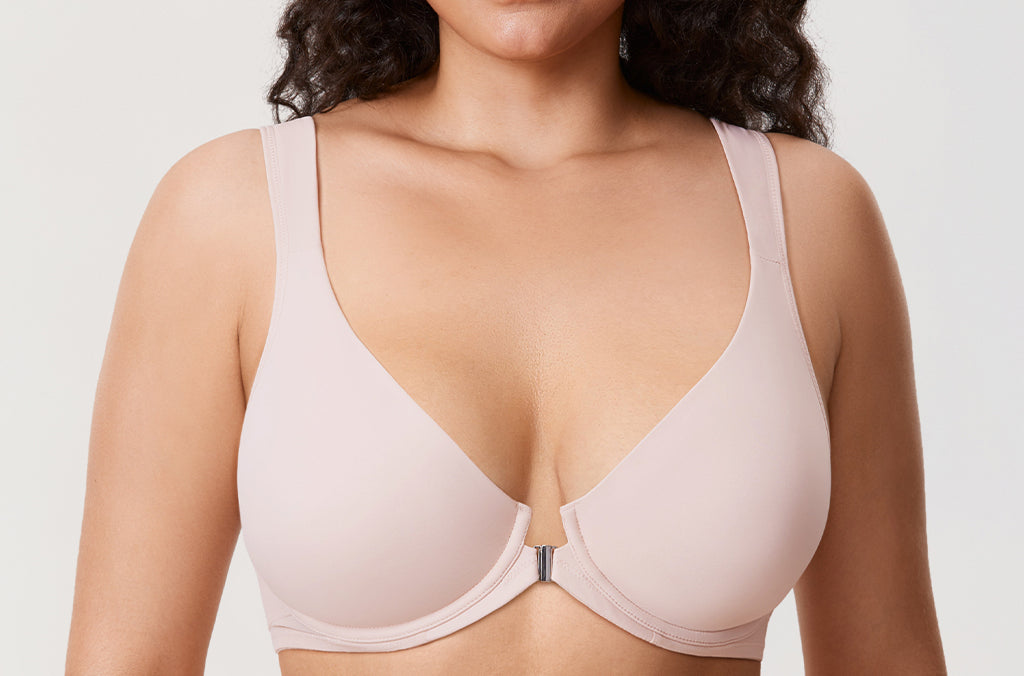 Women's Plunge Back Posture Bra Gentle Rose @model_info:ES1