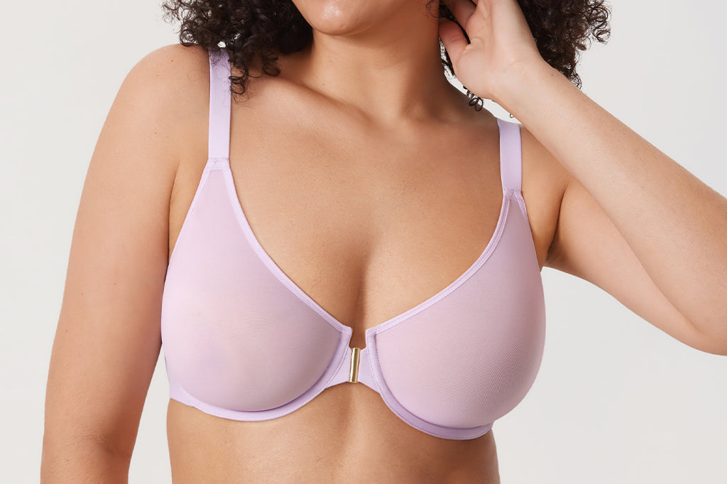 Women's Sheer Mesh Front Closure Posture Bra Orchid Hush