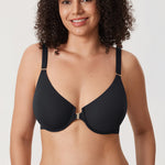 Women's Convertible X-Back Front Closure Bra - Underwire/Unlined/Racerback Black