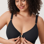 Women's Convertible X-Back Front Closure Bra - Underwire/Unlined/Racerback Black