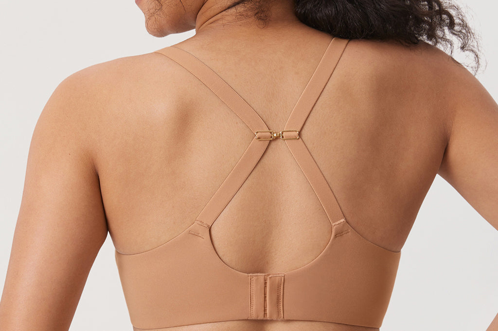 Women's Convertible X-Back Front Closure Bra - Underwire/Unlined/Racerback Barely Buff