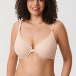 Women's Convertible X-Back Front Closure Bra - Underwire/Unlined/Racerback Beige