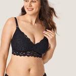 Women's Supportive Lace Nursing Bralette Black @model_info:nursing